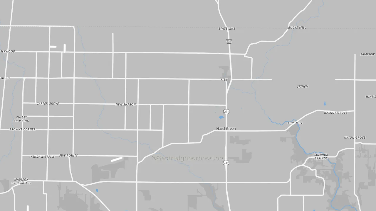Transit Grade map of Hazel Green, AL