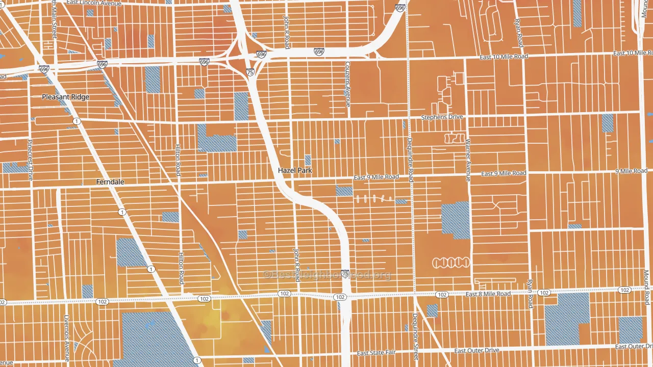 Transit Grade map of Hazel Park, MI