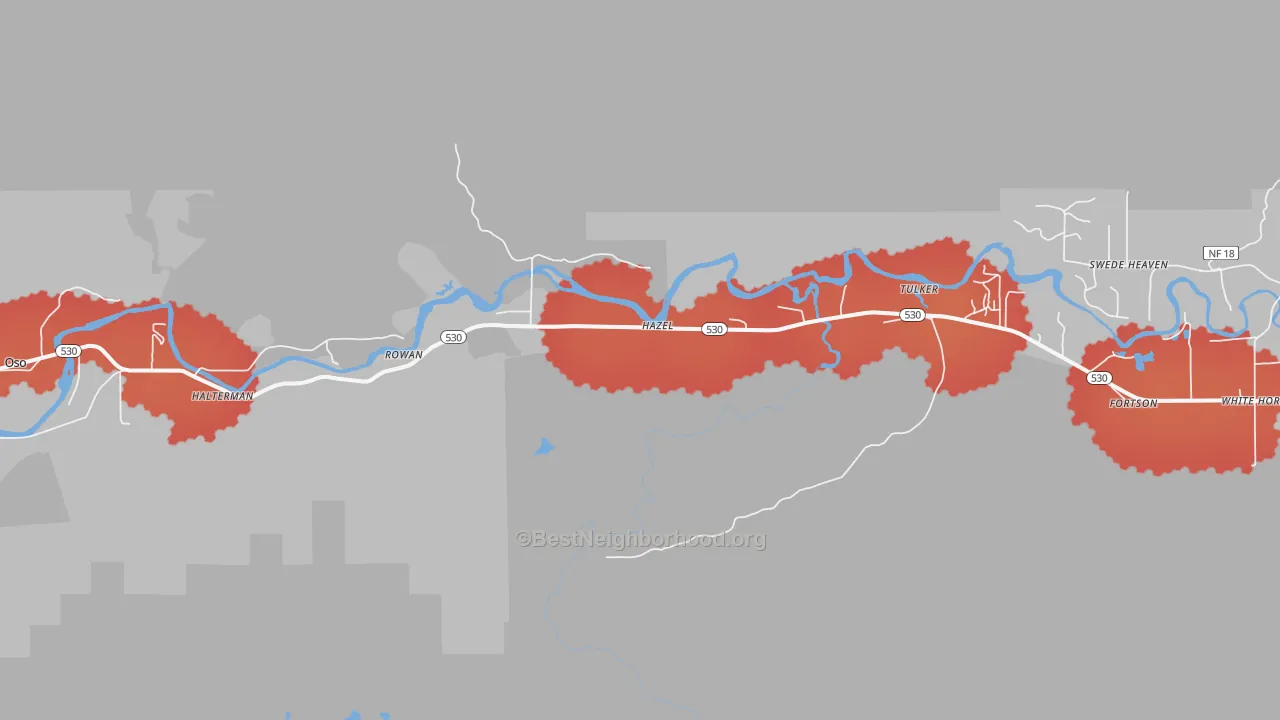 Transit Grade map of Hazel, WA