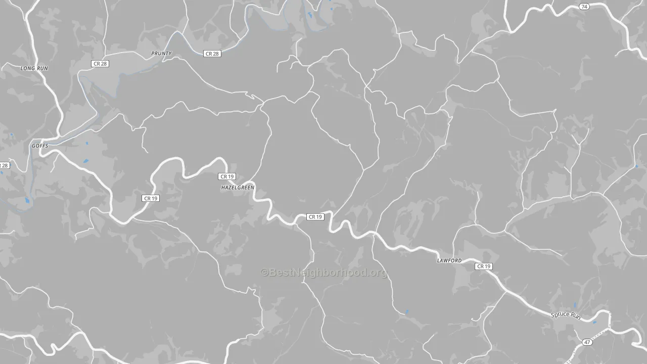 Transit Grade map of Hazelgreen, WV
