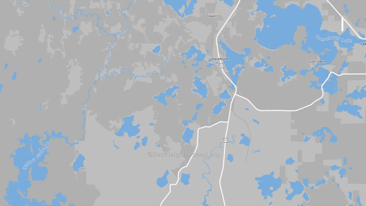 Transit Grade map of Hazelhurst, WI