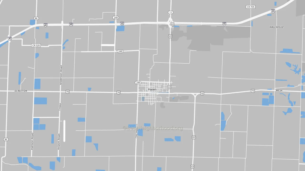 Transit Grade map of Hazen, AR