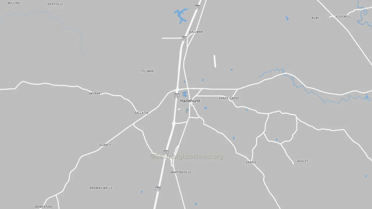Transit Grade map of Hazlehurst, MS