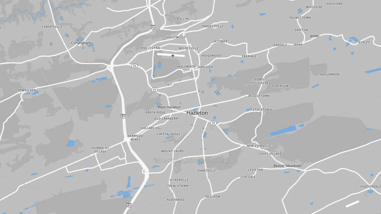 Transit Grade map of Hazleton, PA