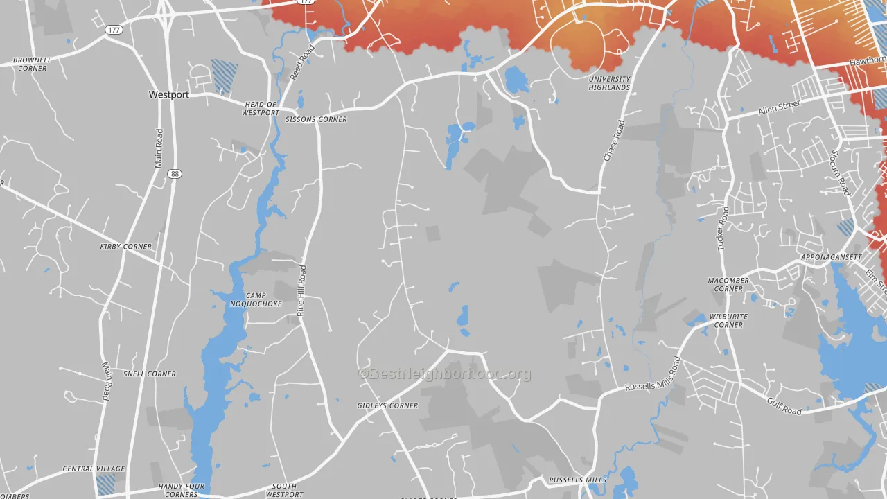 Transit Grade map of Head of Westport, MA