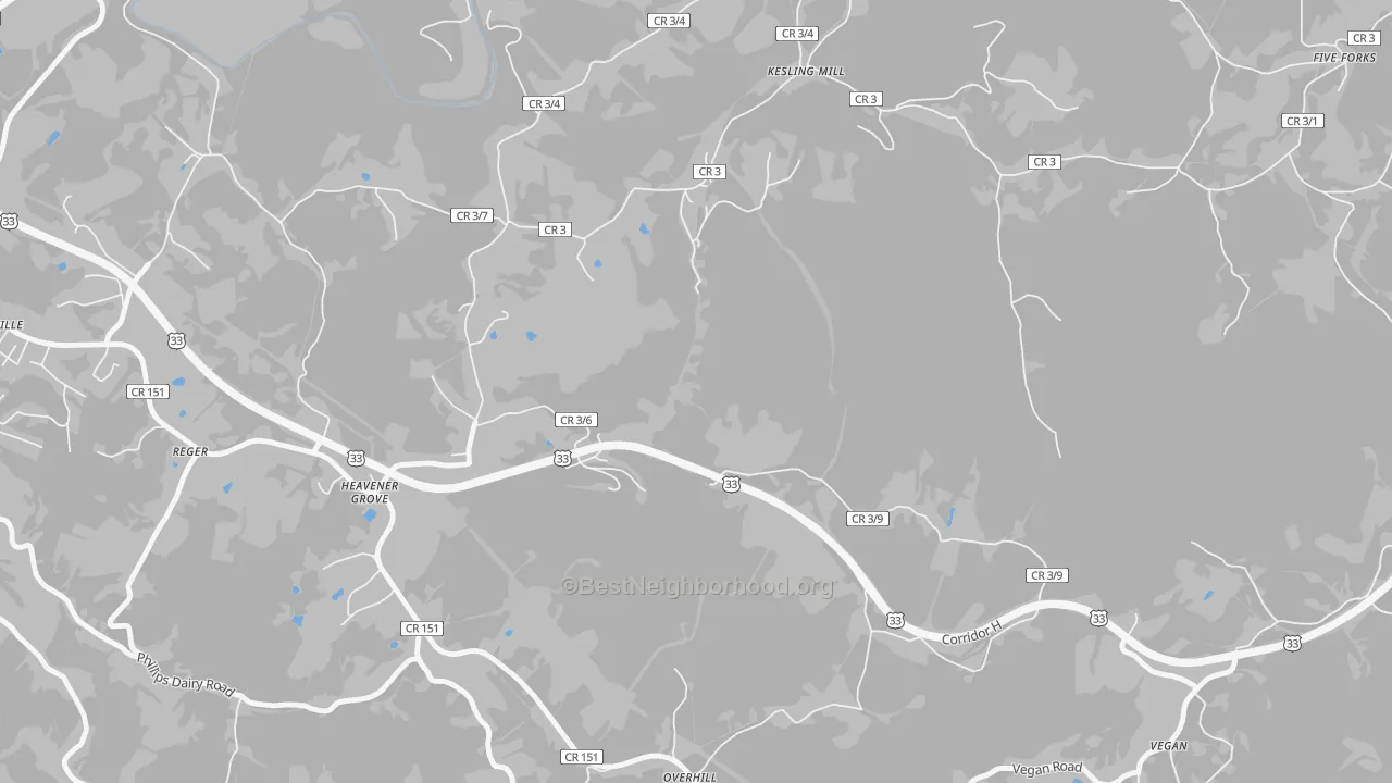 Transit Grade map of Heavener Grove, WV