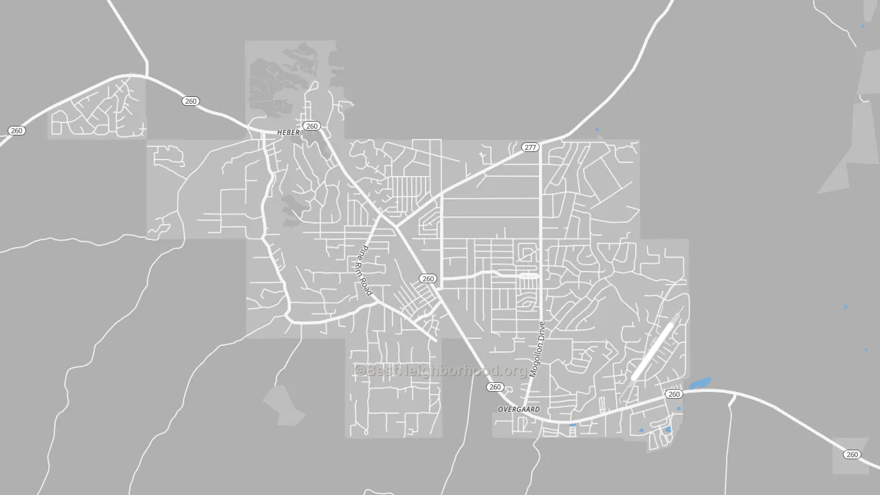 Transit Grade map of Heber-Overgaard, AZ