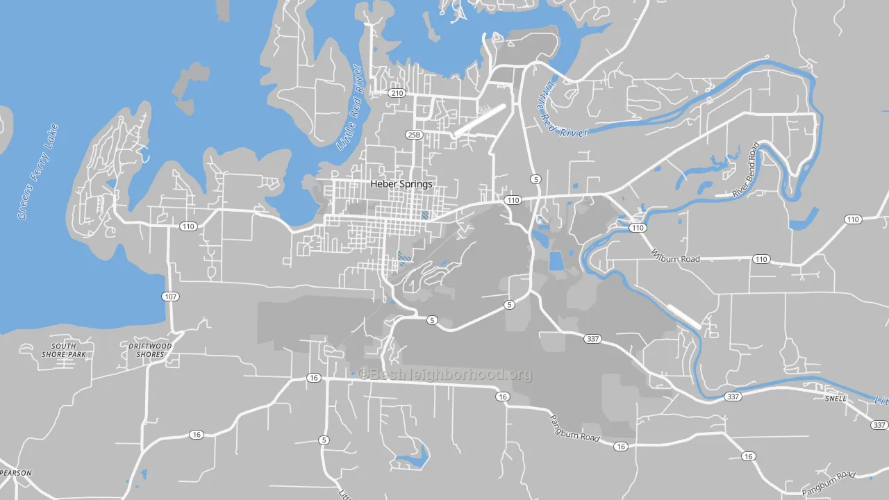 Transit Grade map of Heber Springs, AR