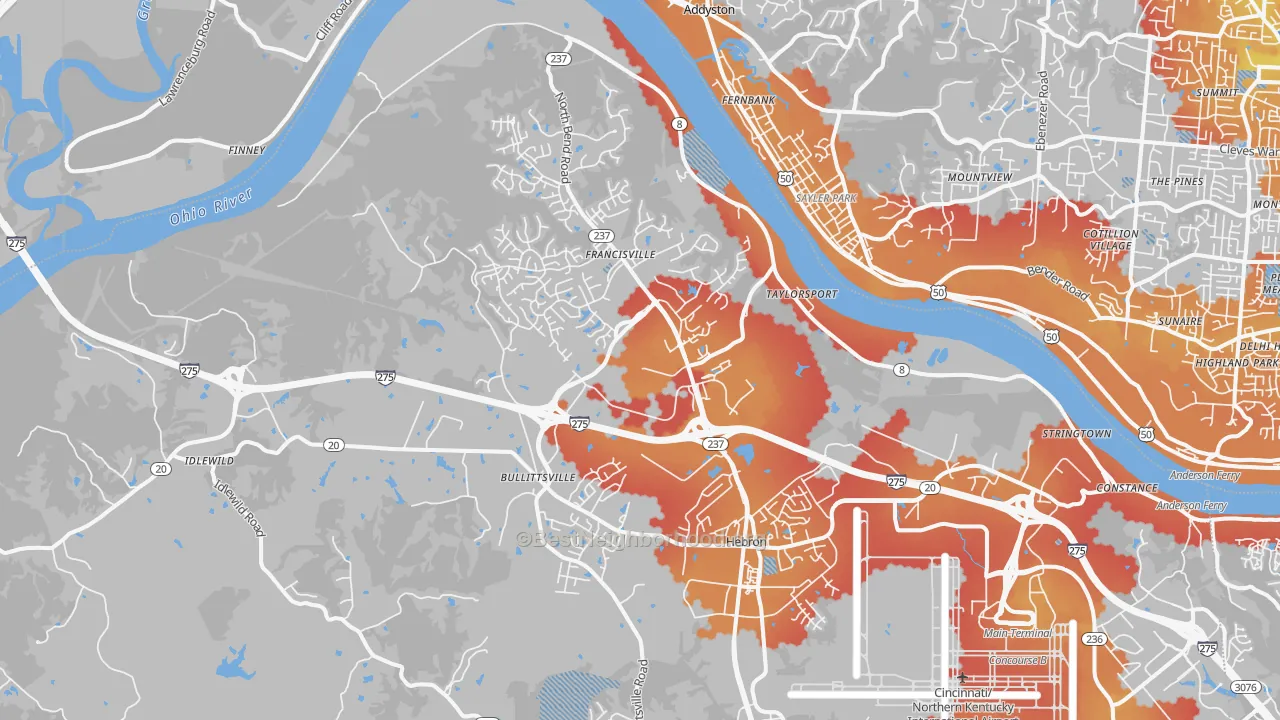 Transit Grade map of Hebron, KY