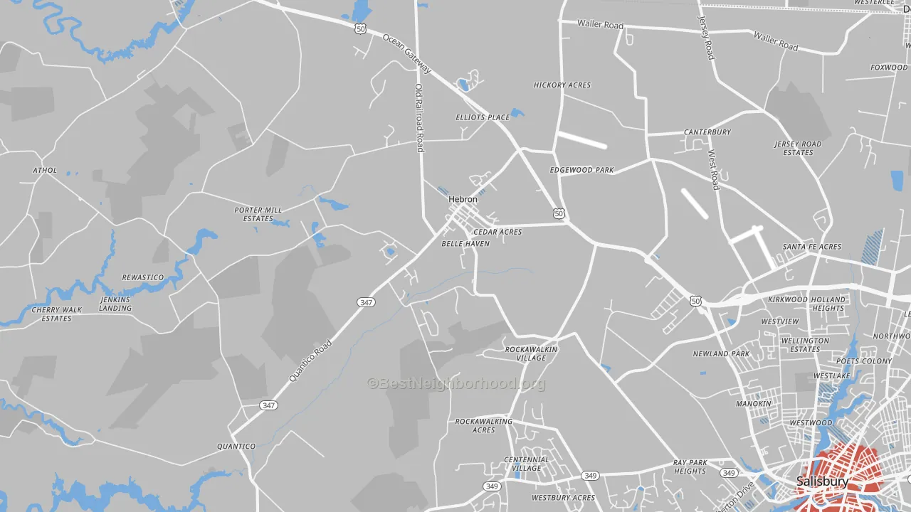 Transit Grade map of Hebron, MD