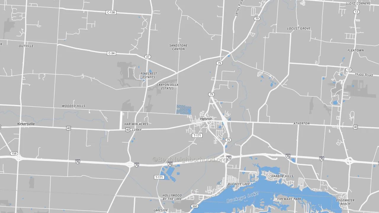 Transit Grade map of Hebron, OH