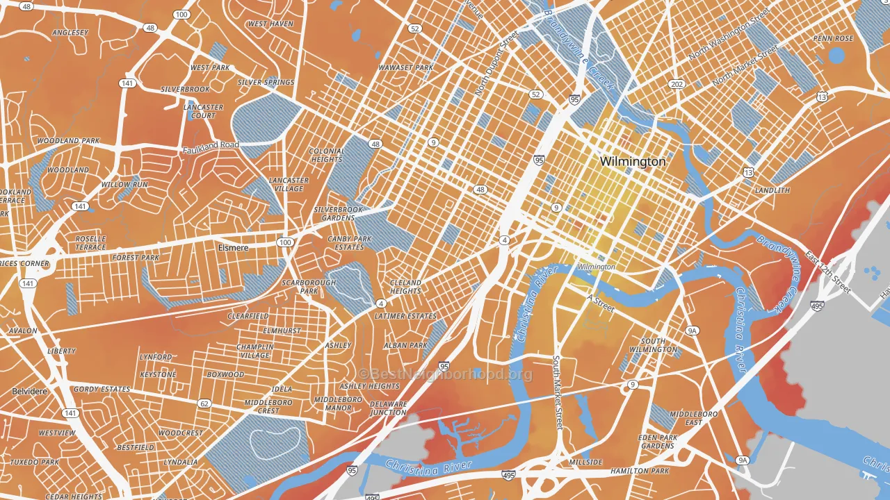 Transit Grade map of Hedgeville, Wilmington, DE
