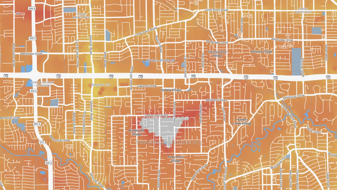 Transit Grade map of Hedwig Village, TX