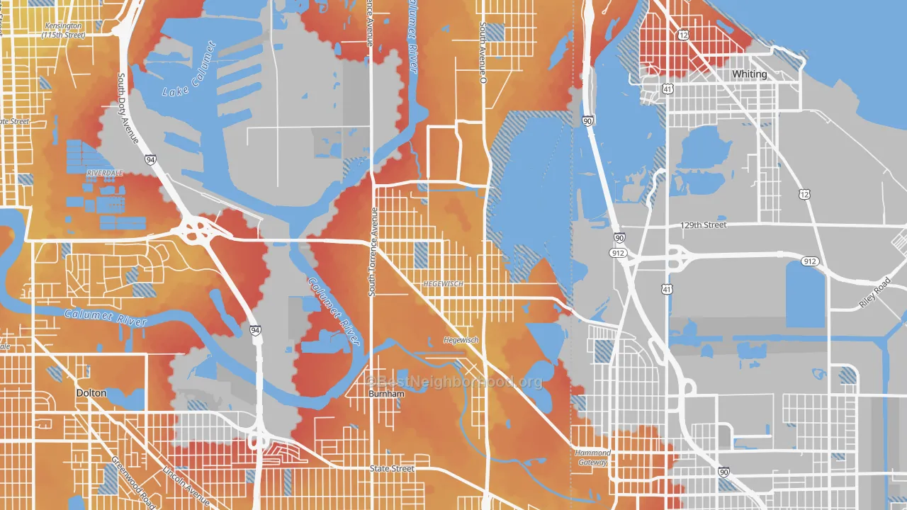 Transit Grade map of Hegewisch, Chicago, IL