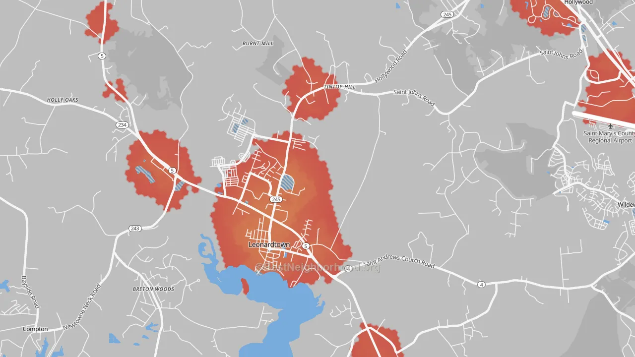 Transit Grade map of Helen, MD