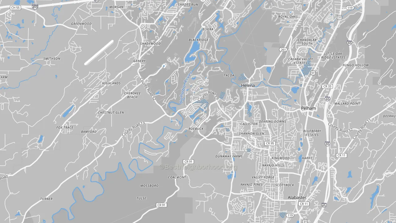 Transit Grade map of Helena, AL