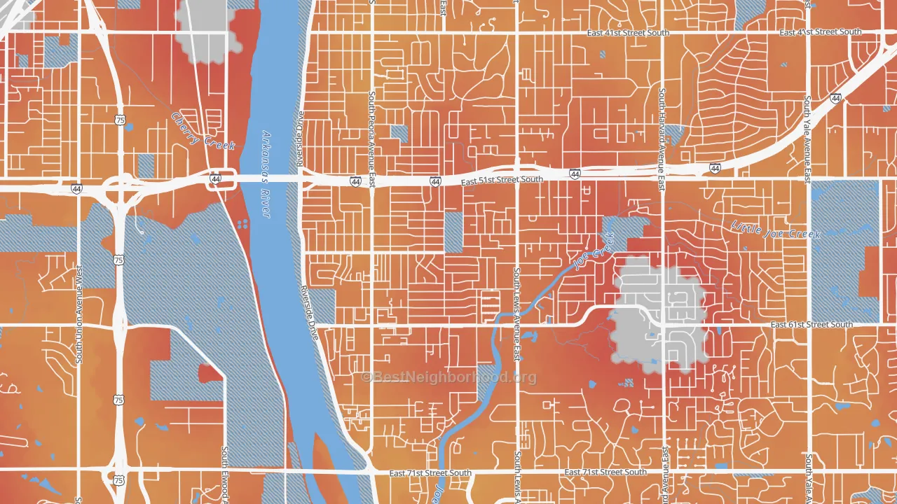Transit Grade map of Heller Park, Tulsa, OK