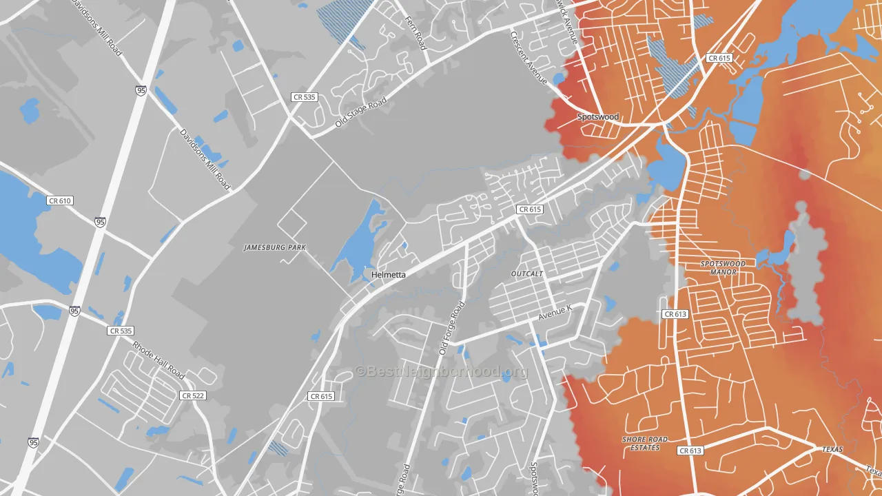 Transit Grade map of Helmetta, NJ