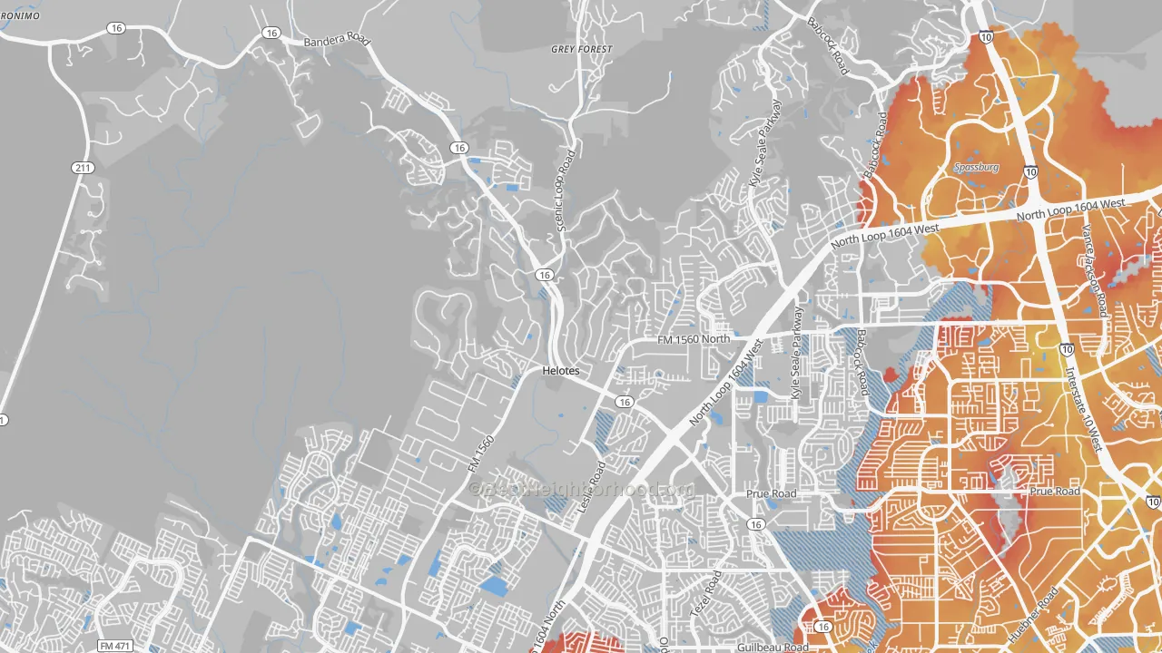 Transit Grade map of Helotes, TX