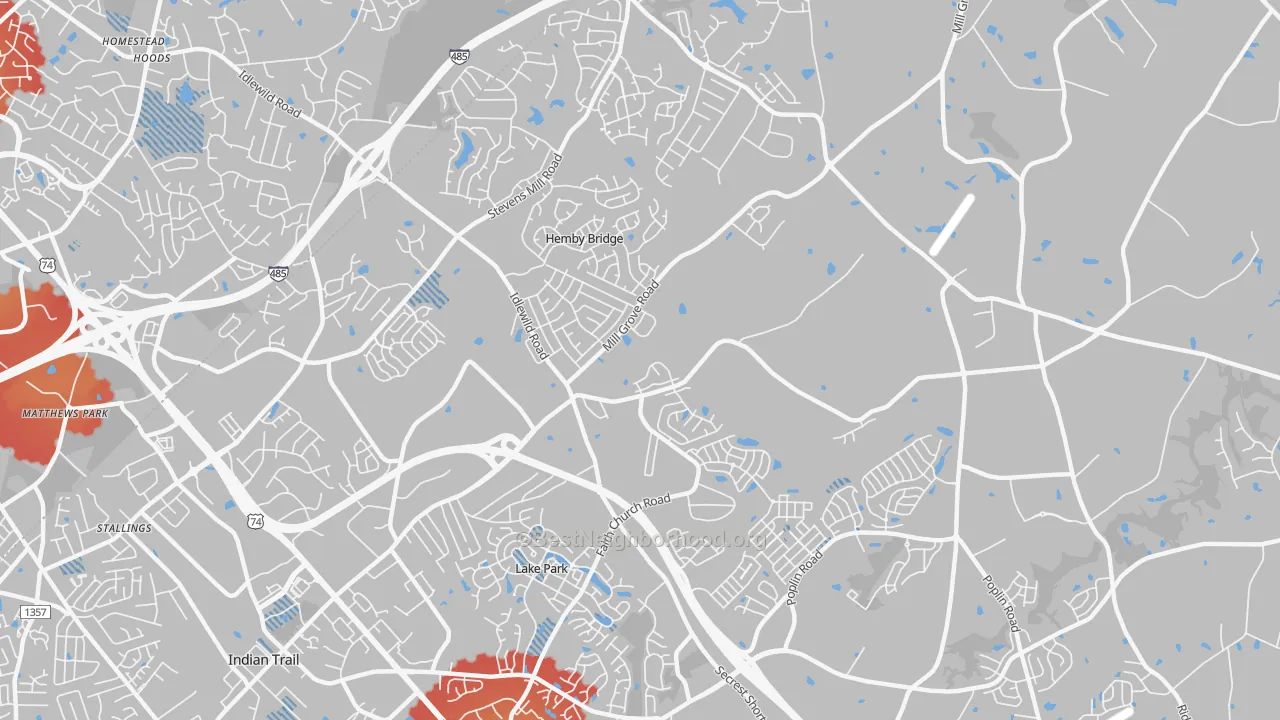 Transit Grade map of Hemby Bridge, NC