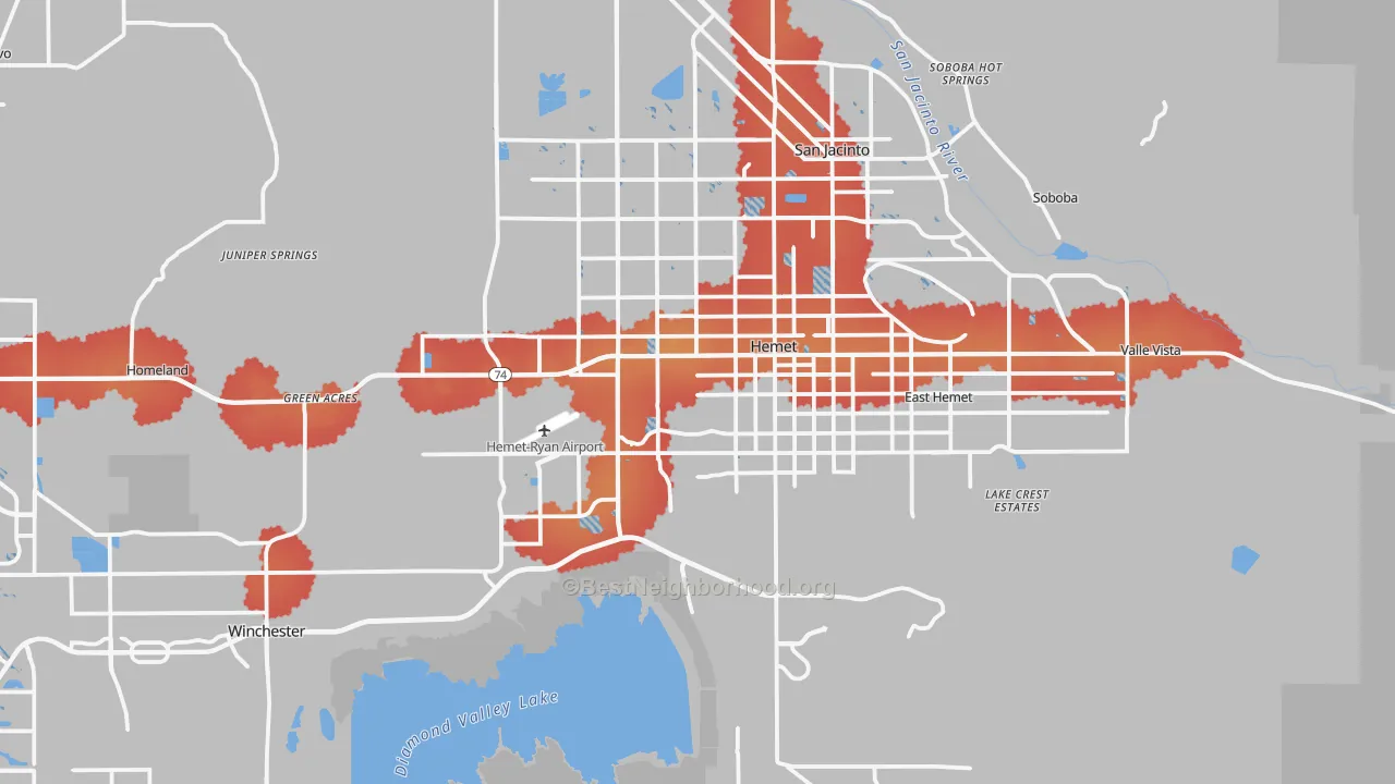 Transit Grade map of Hemet, CA