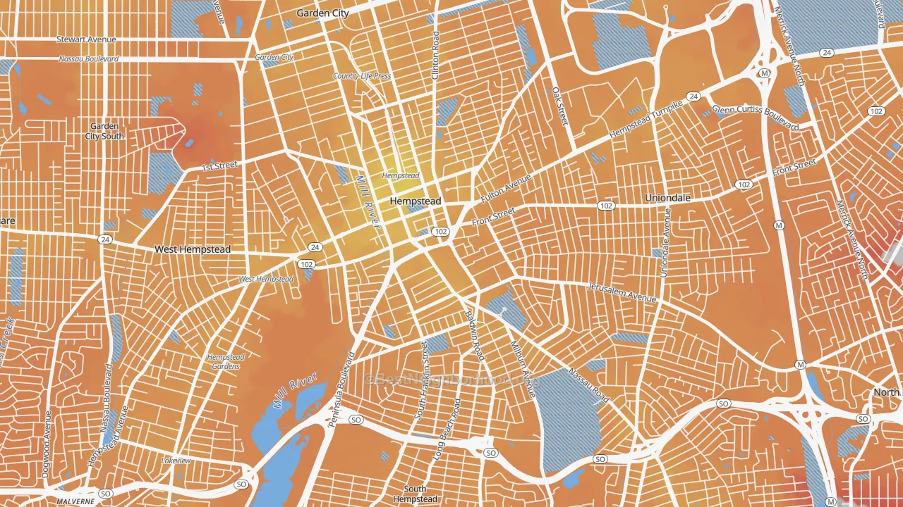 Transit Grade map of Hempstead, NY