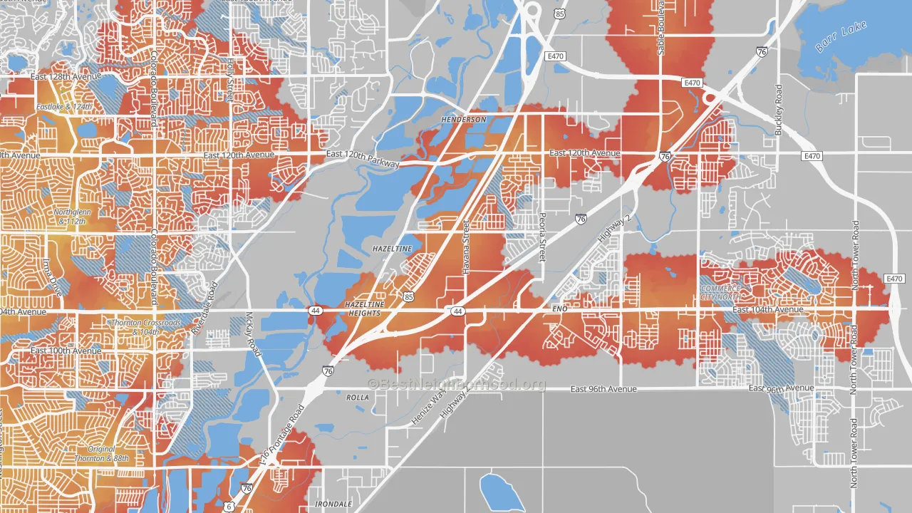 Transit Grade map of Henderson, CO