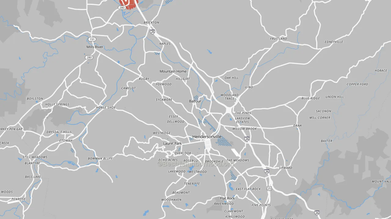 Transit Grade map of Henderson County, NC