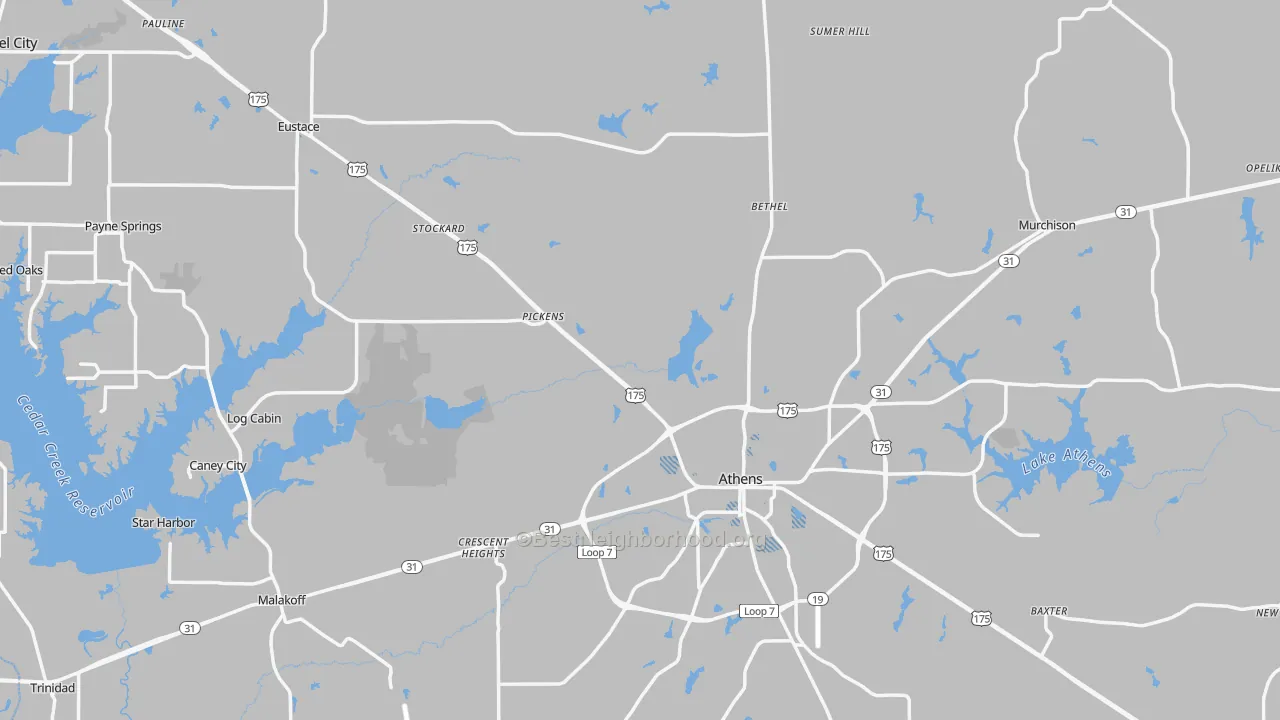 Transit Grade map of Henderson County, TX