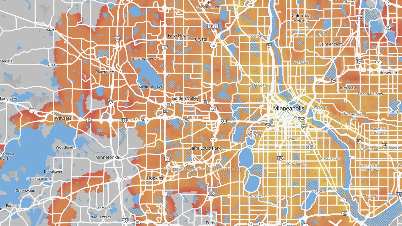 Transit Grade map of Hennepin County, MN