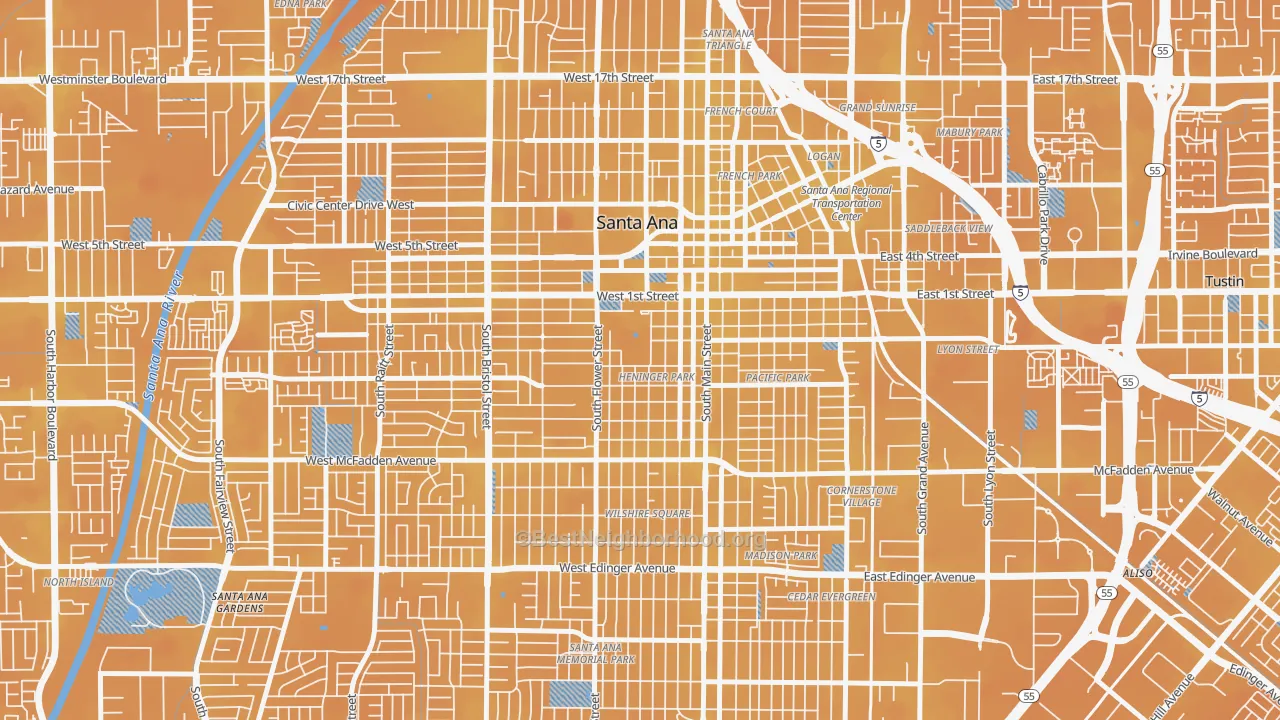 Transit Grade map of Henninger Park, Santa Ana, CA