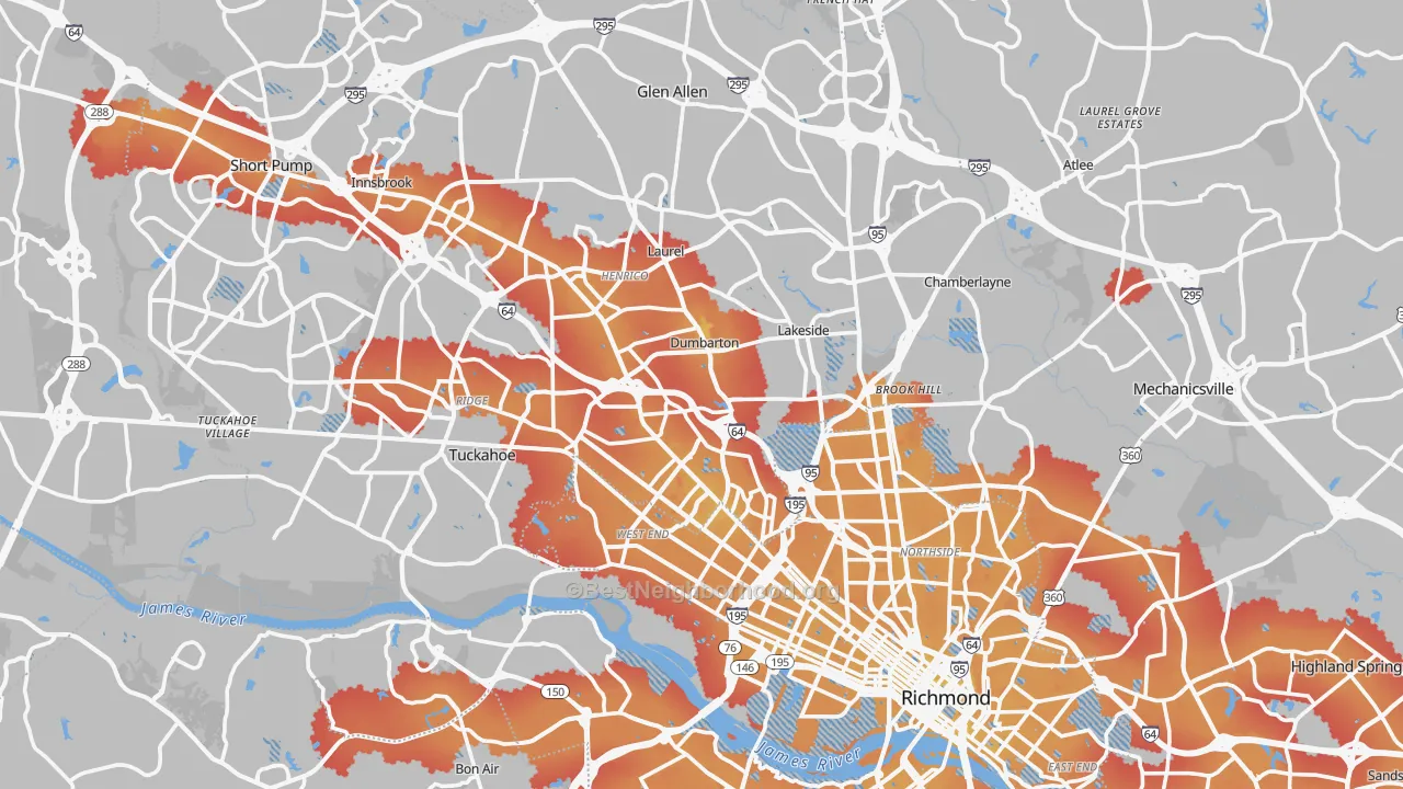 Transit Grade map of Henrico County, VA