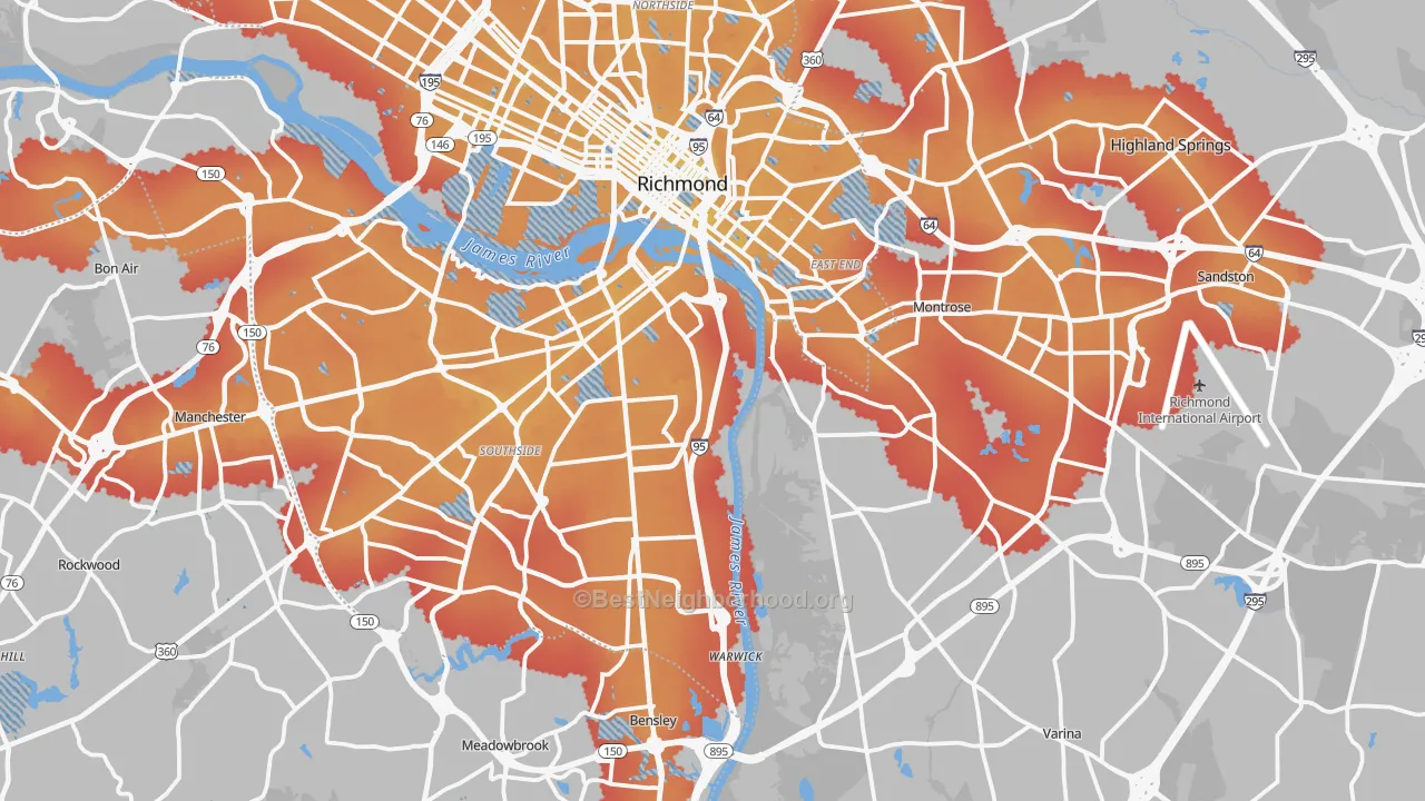 Transit Grade map of Henrico, VA