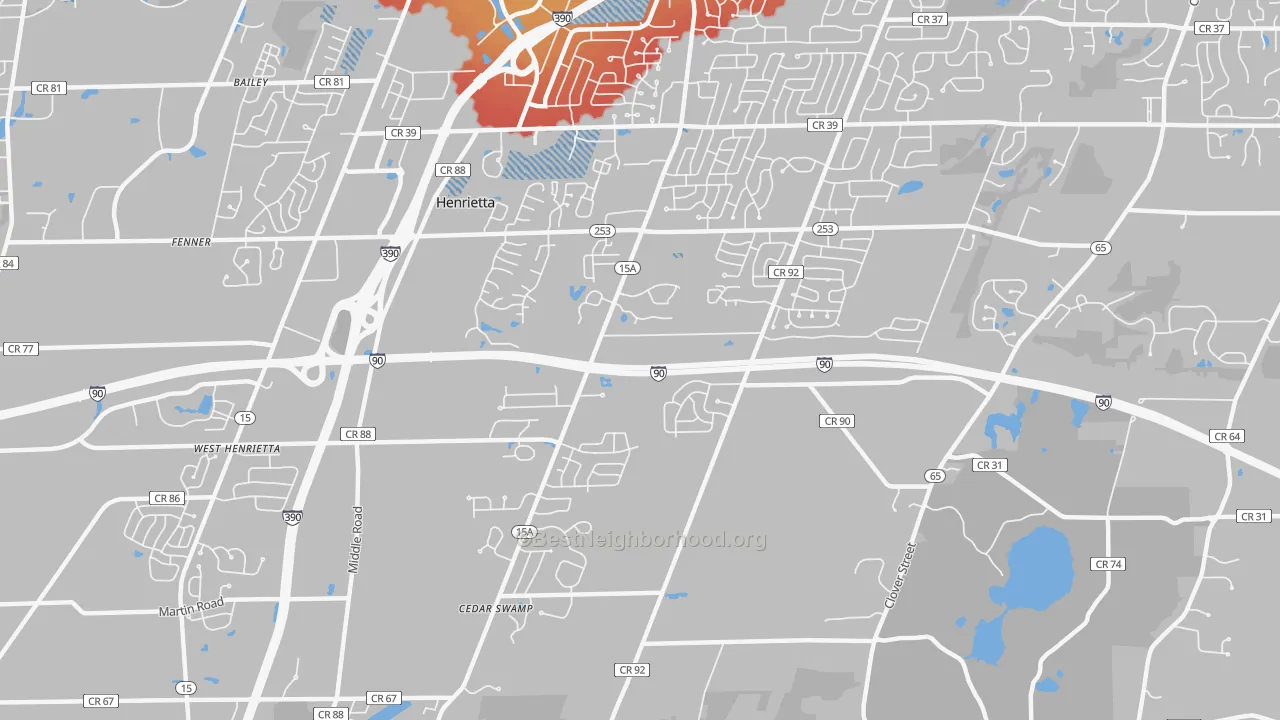 Transit Grade map of Henrietta, NY