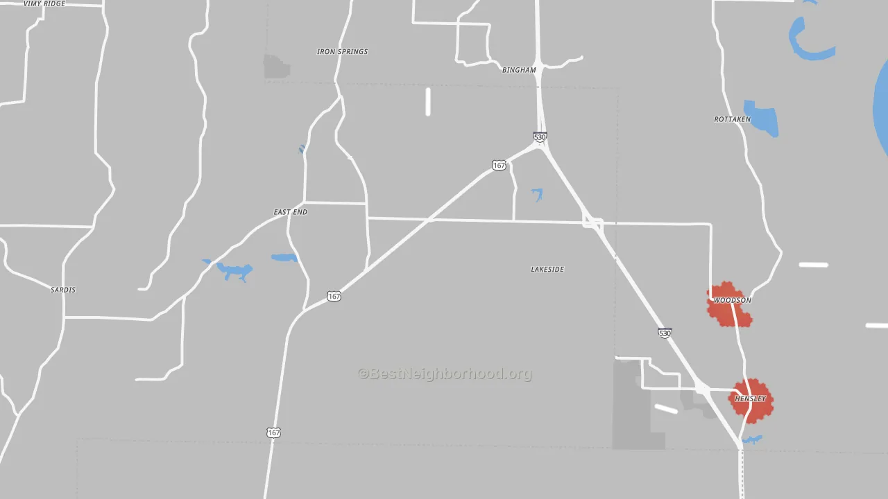 Transit Grade map of Hensley, AR