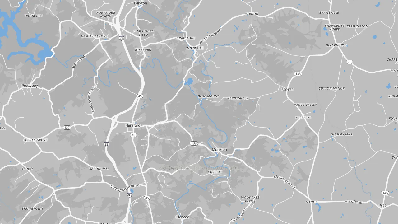 Transit Grade map of Hereford, MD