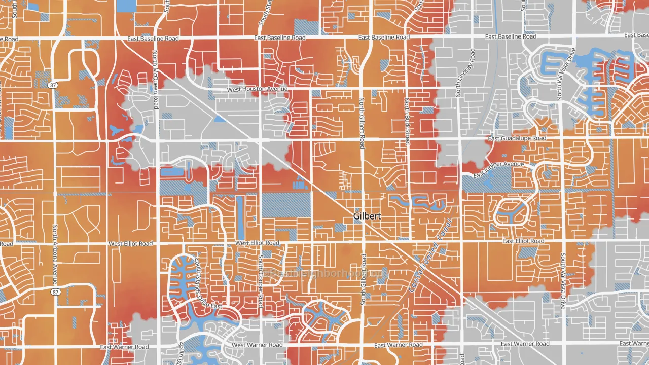 Transit Grade map of Heritage District, Gilbert, AZ