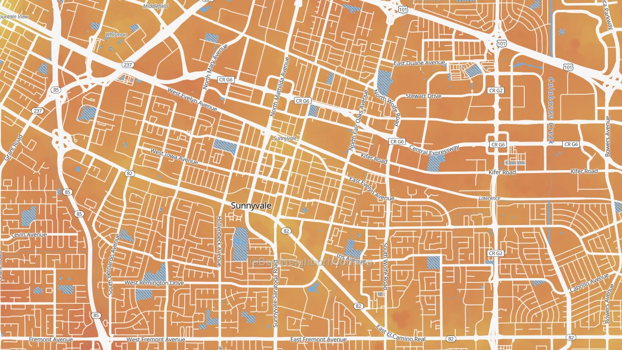 Transit Grade map of Heritage District, Sunnyvale, CA