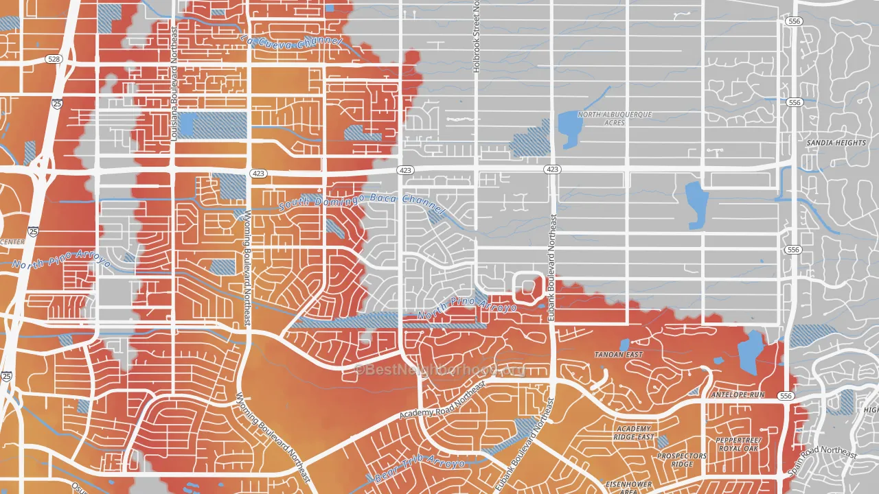 Transit Grade map of Heritage East, Albuquerque, NM