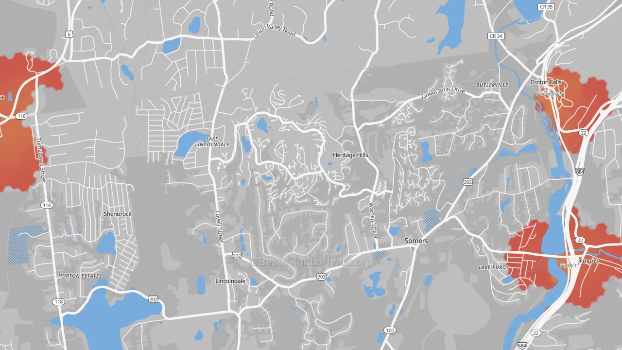 Transit Grade map of Heritage Hills, NY
