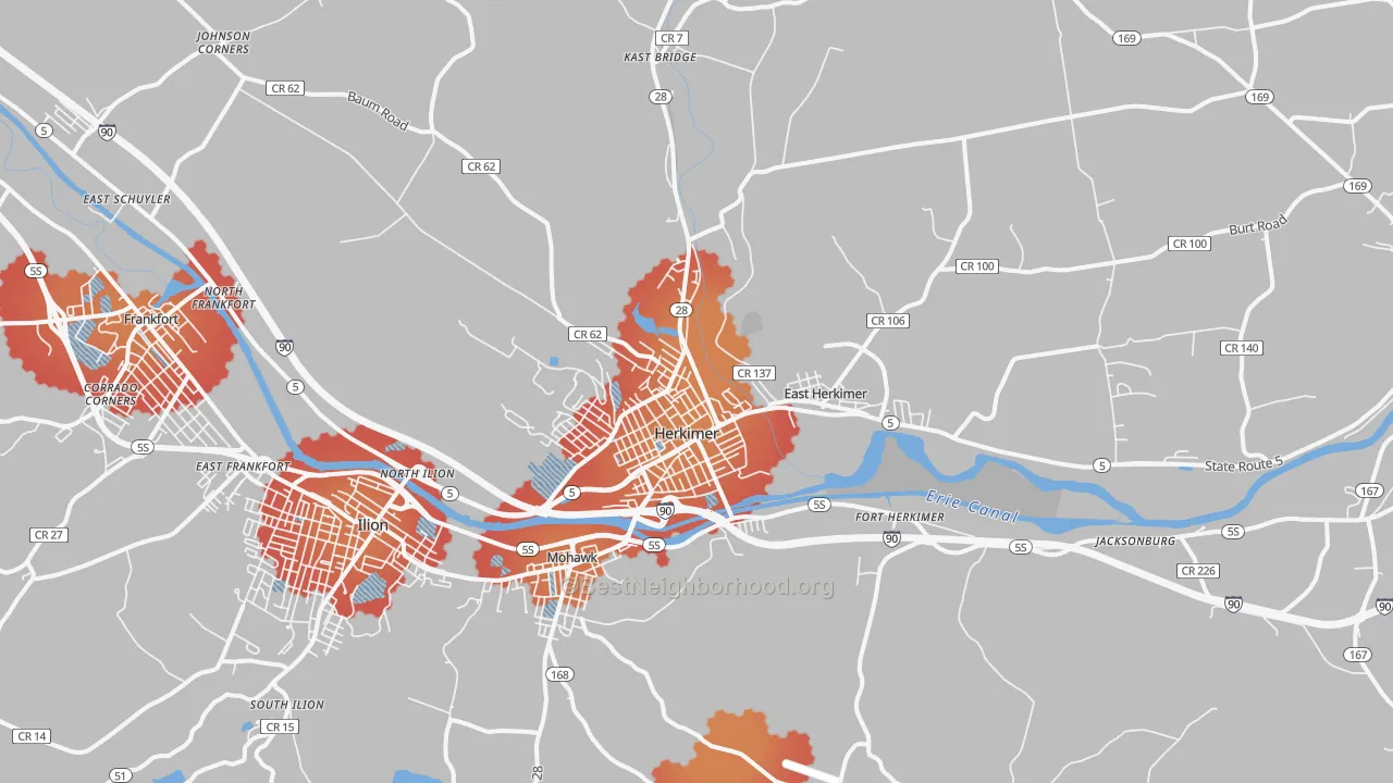 Transit Grade map of Herkimer, NY