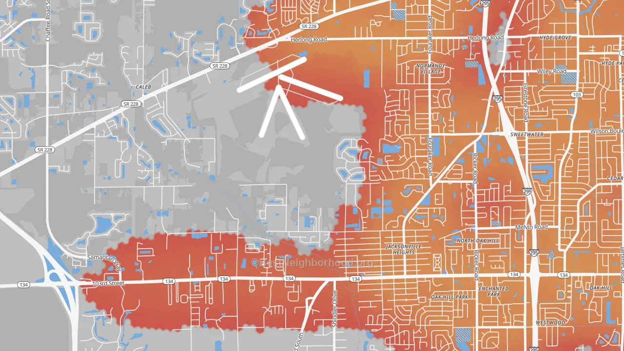Transit Grade map of Herlong, Jacksonville, FL