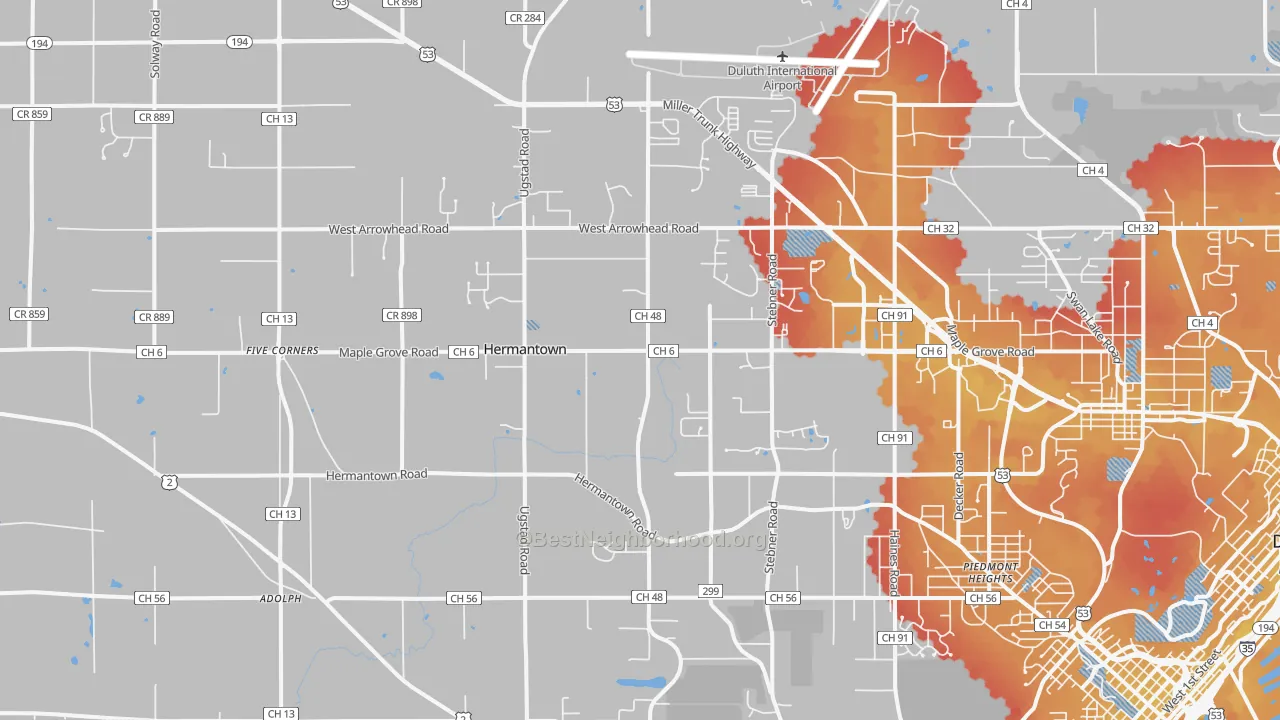 Transit Grade map of Hermantown, MN