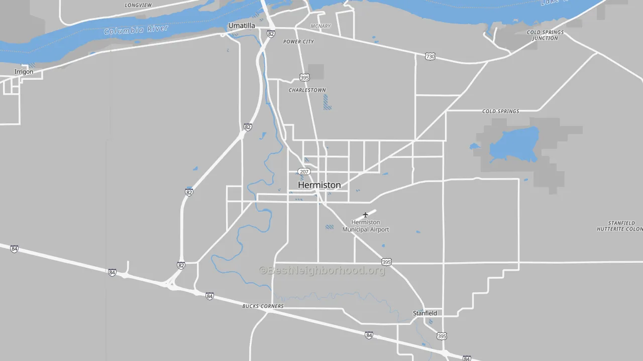 Transit Grade map of Hermiston, OR