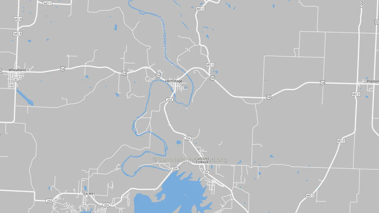 Transit Grade map of Hermitage, MO