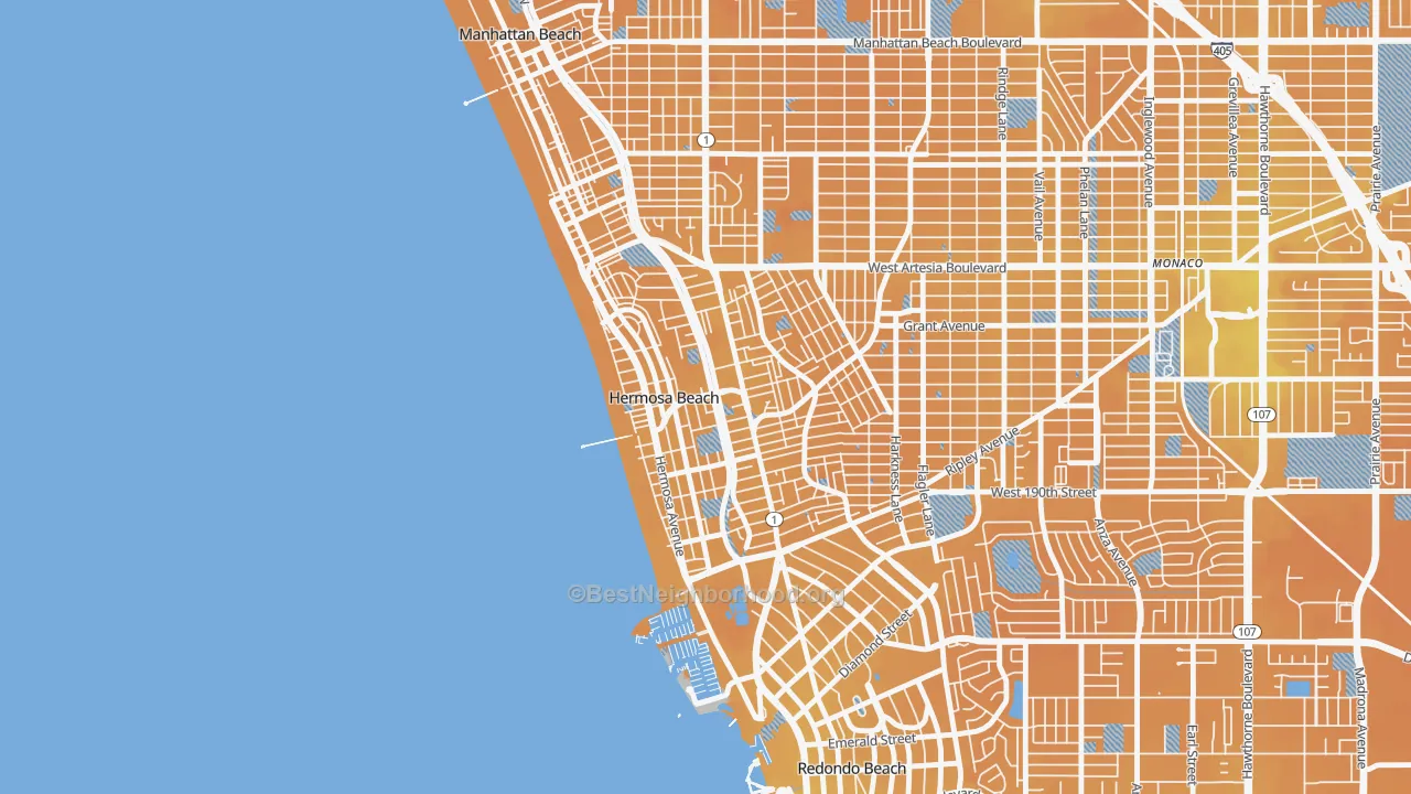 Transit Grade map of Hermosa Beach, CA