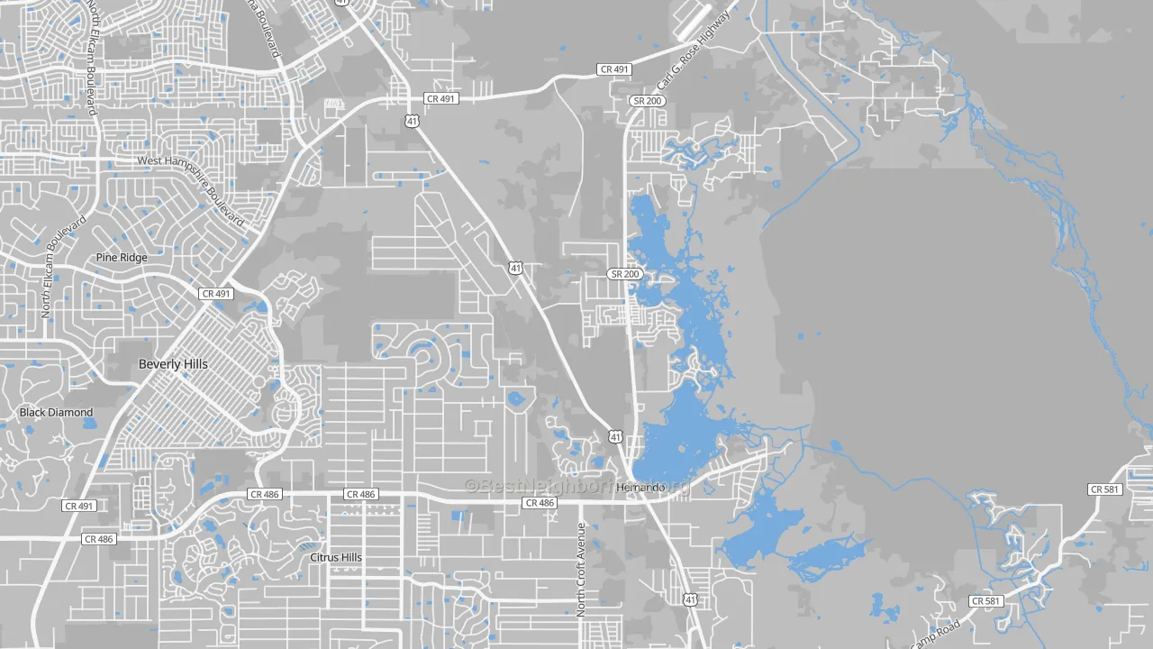 Transit Grade map of Hernando, FL