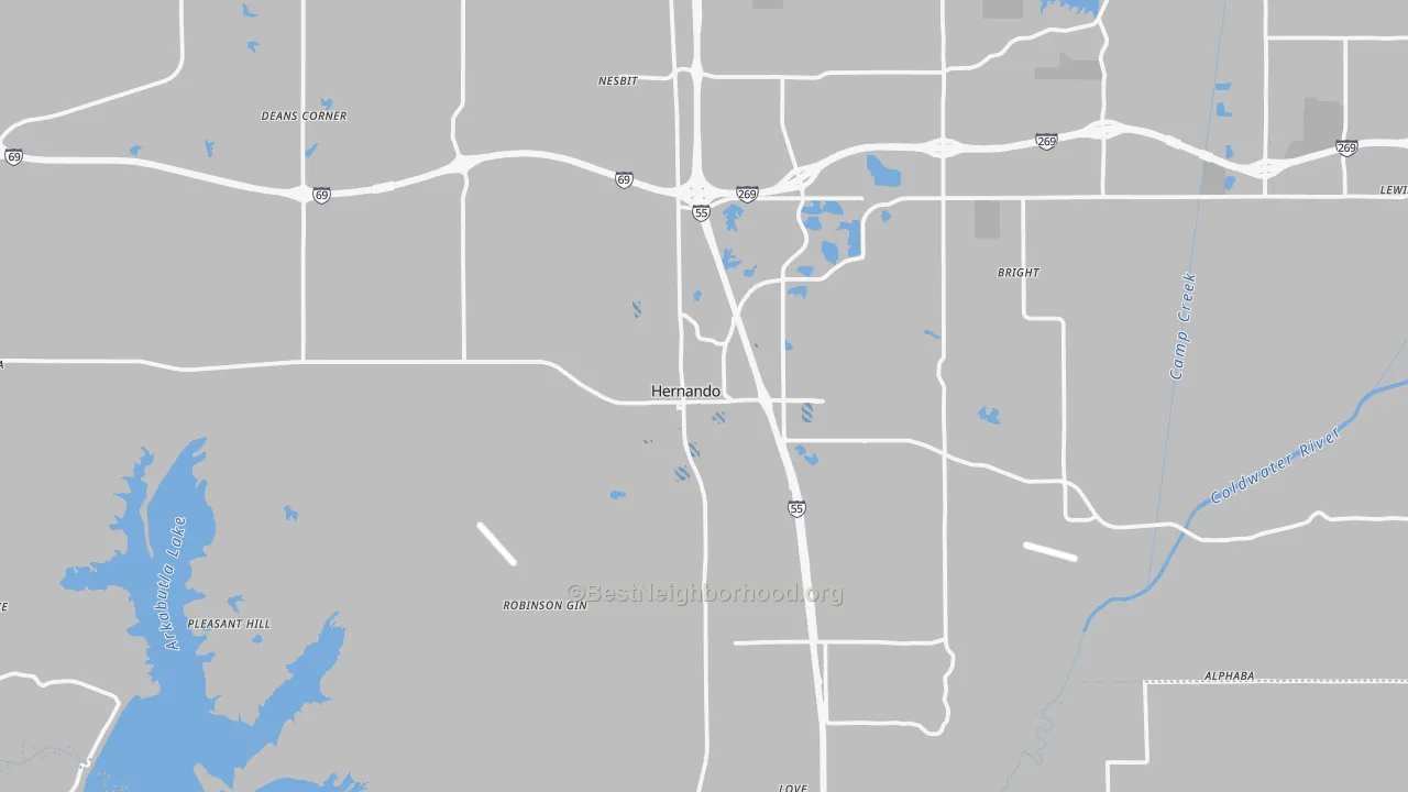 Transit Grade map of Hernando, MS