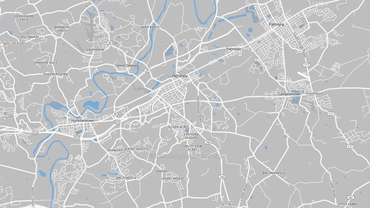 Transit Grade map of Hershey, PA