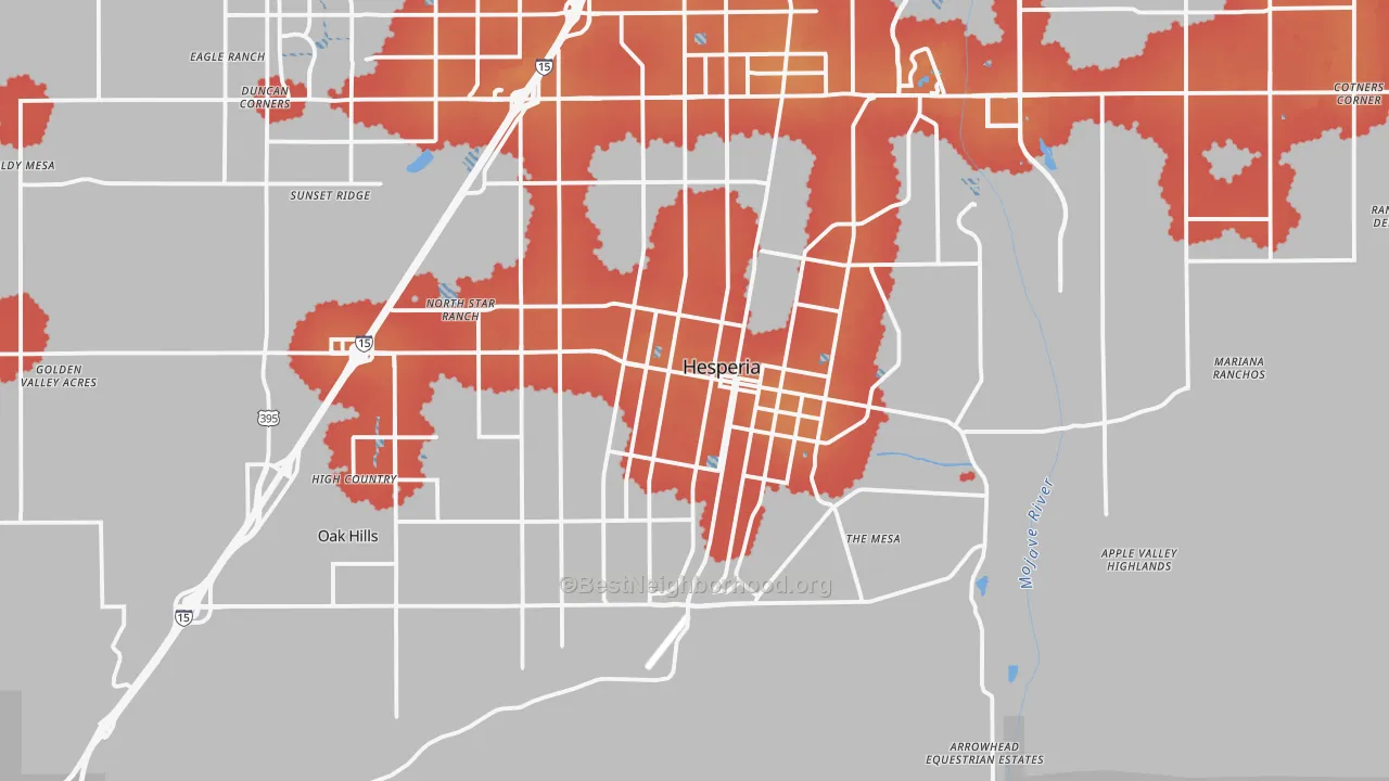 Transit Grade map of Hesperia, CA